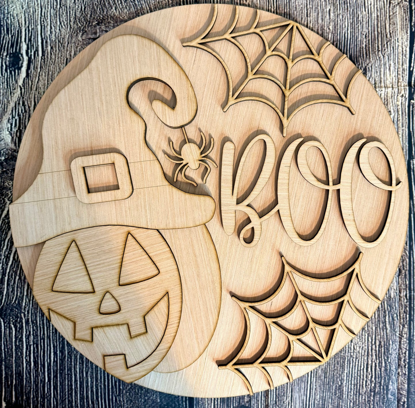 Jack O Lantern Boo Halloween Wood Door Hanger Blank