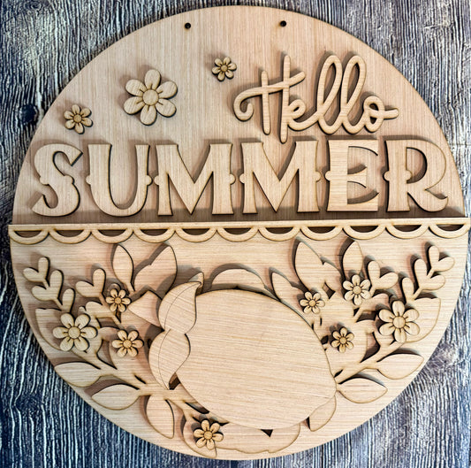 Hello Summer Lemon Door Hanger Blank