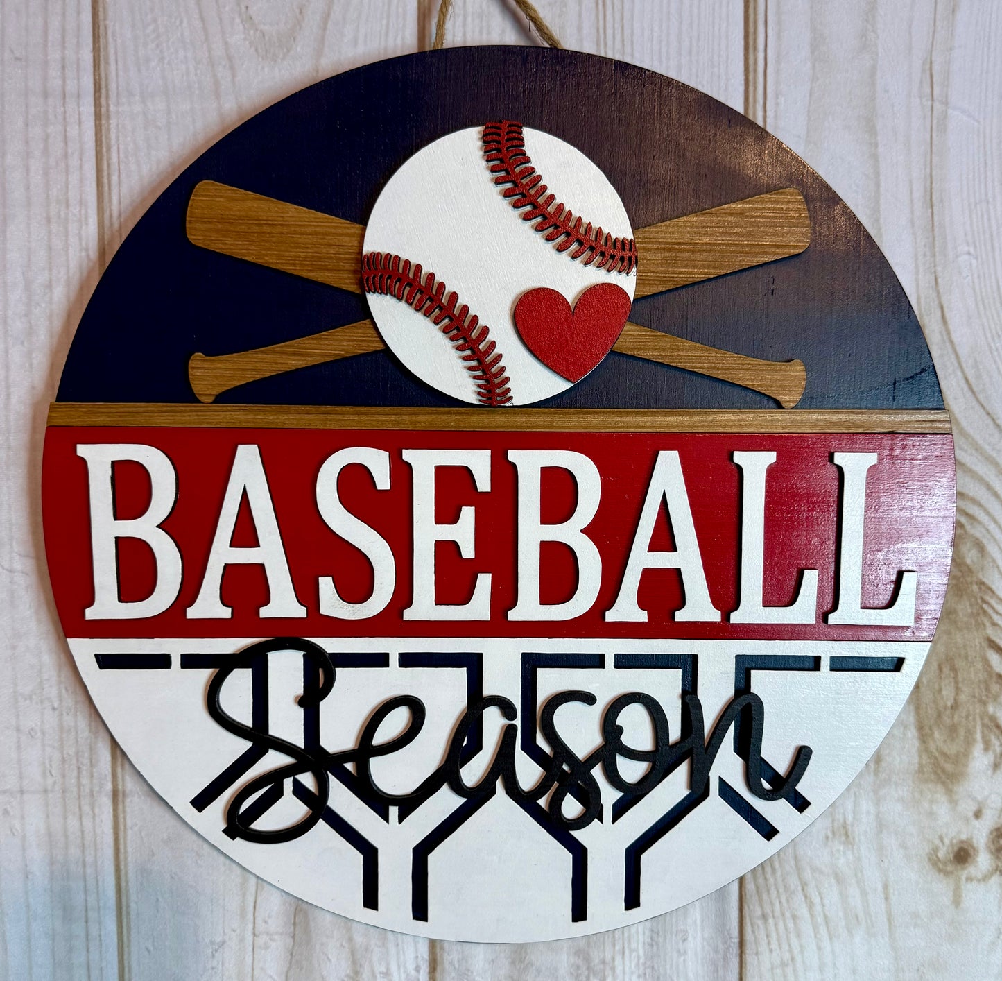 Baseball Love Season Sports Wood Door Hanger