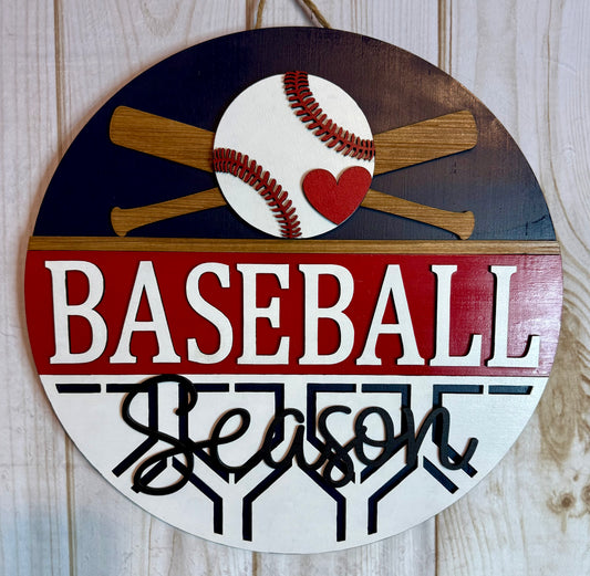 Baseball Love Season Sports Wood Door Hanger
