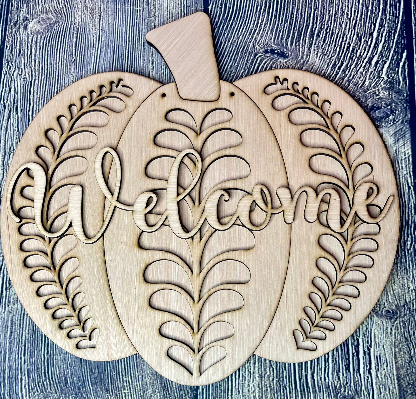 Welcome Pumpkin Wood Fall Door Hanger Blank