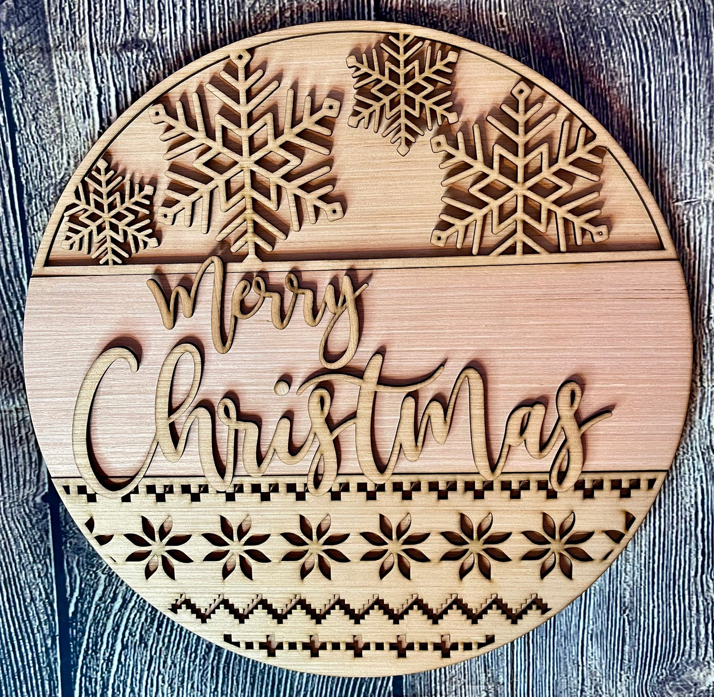 Merry Christmas Snowflake Wood Door Hanger Blank