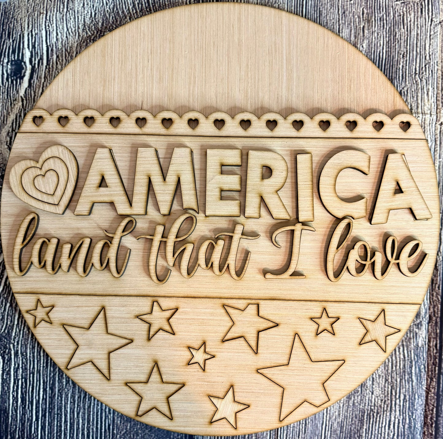 America Land That I Love Flag Patriotic Wood Door Hanger Blank