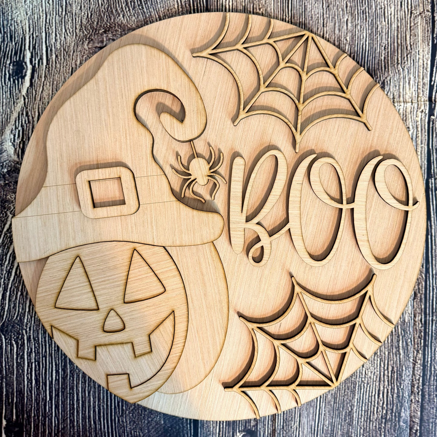 Jack O Lantern Boo Halloween Wood Door Hanger Blank