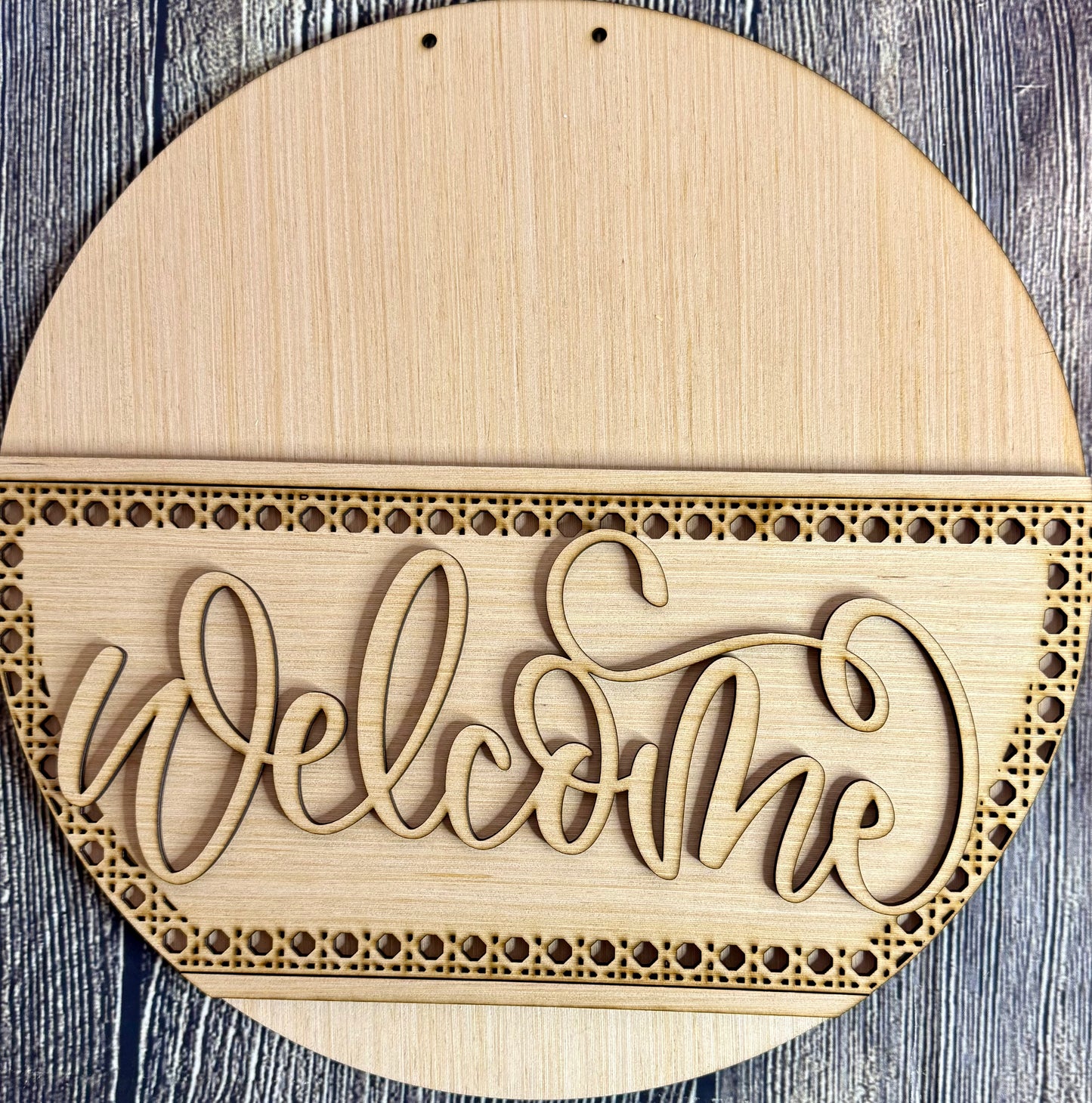 Welcome Rattan Door Hanger Blank