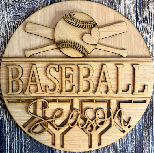 Baseball Softball Season Love Wood Door Hanger Blank
