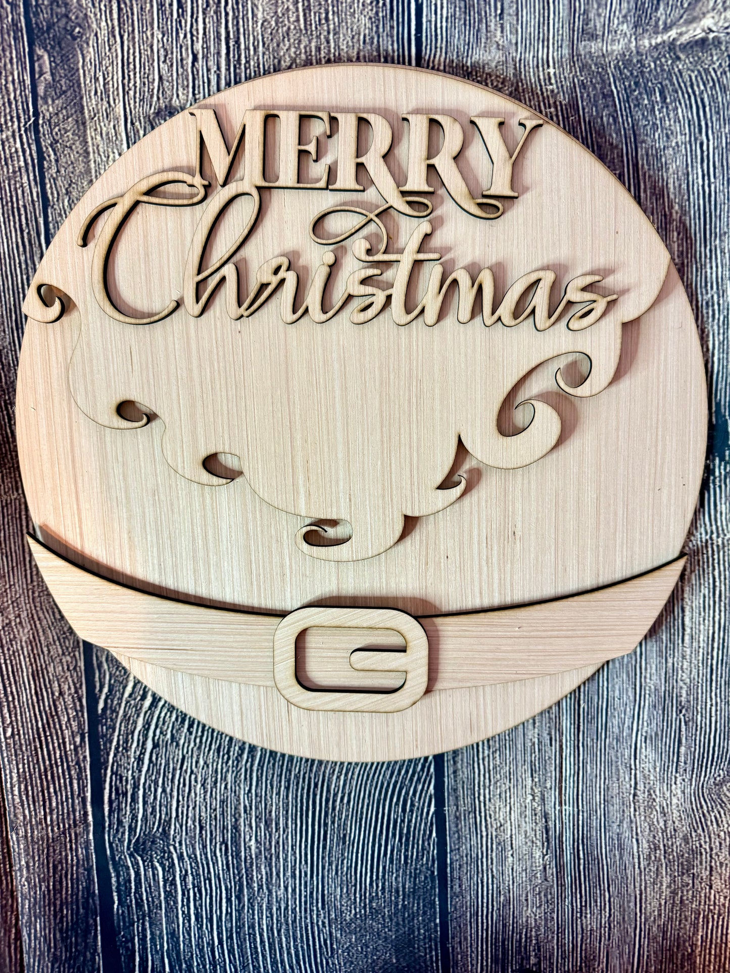 Merry Christmas Santa Wood Door Hanger Blank