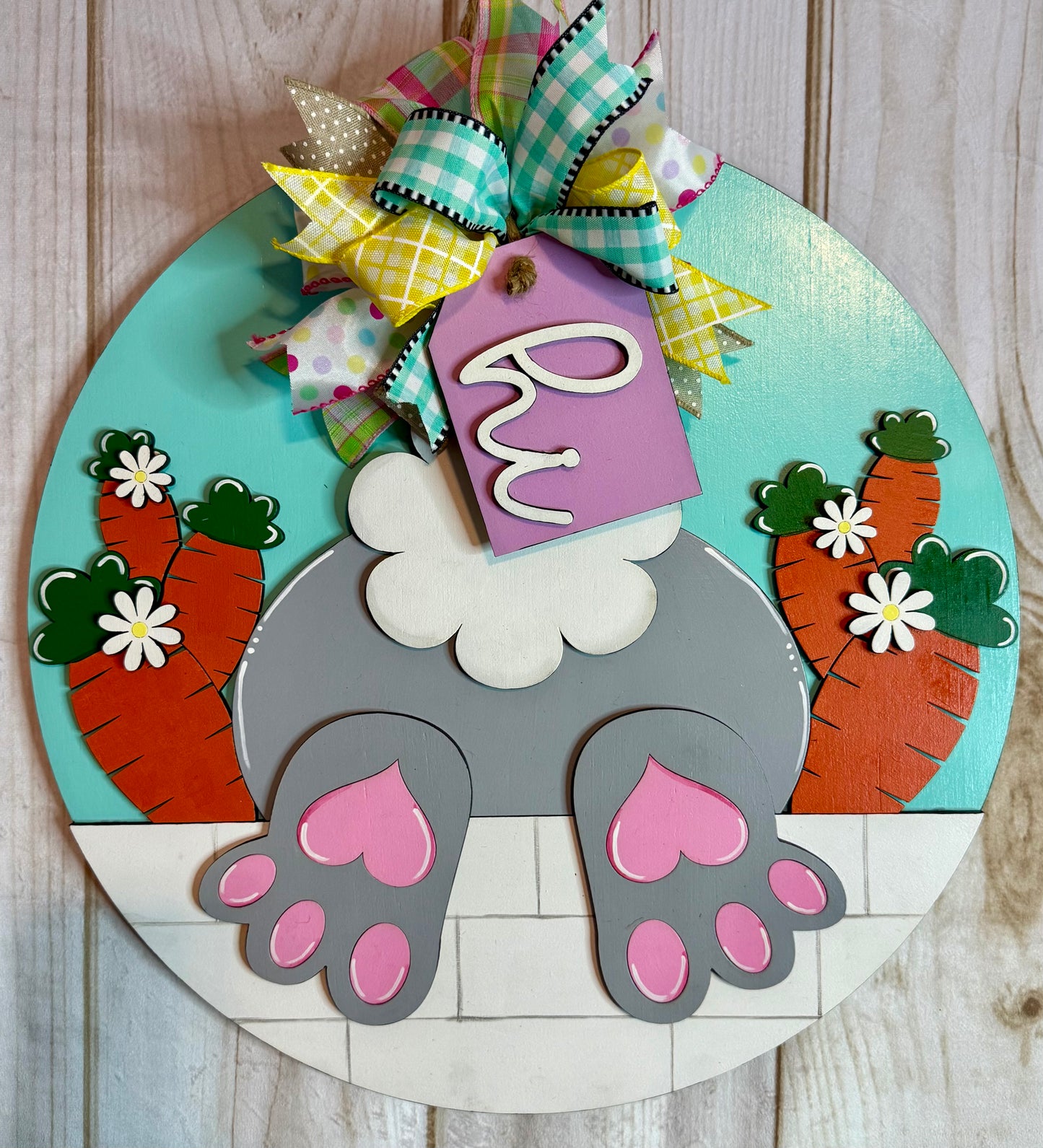Bunny Butt Hi Welcome Easter Wood Door Hanger