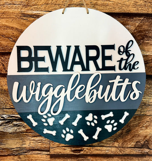 Beware of the Wigglebutts Dogs Door Hanger