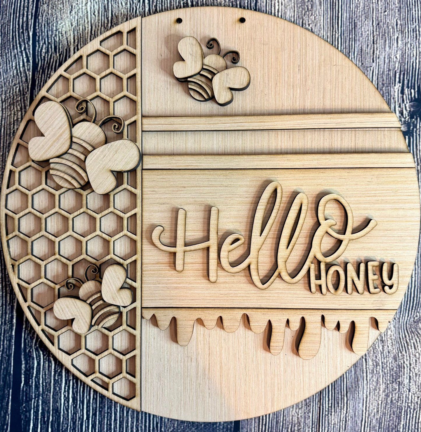 Hello Honey Wood Door Hanger Blank