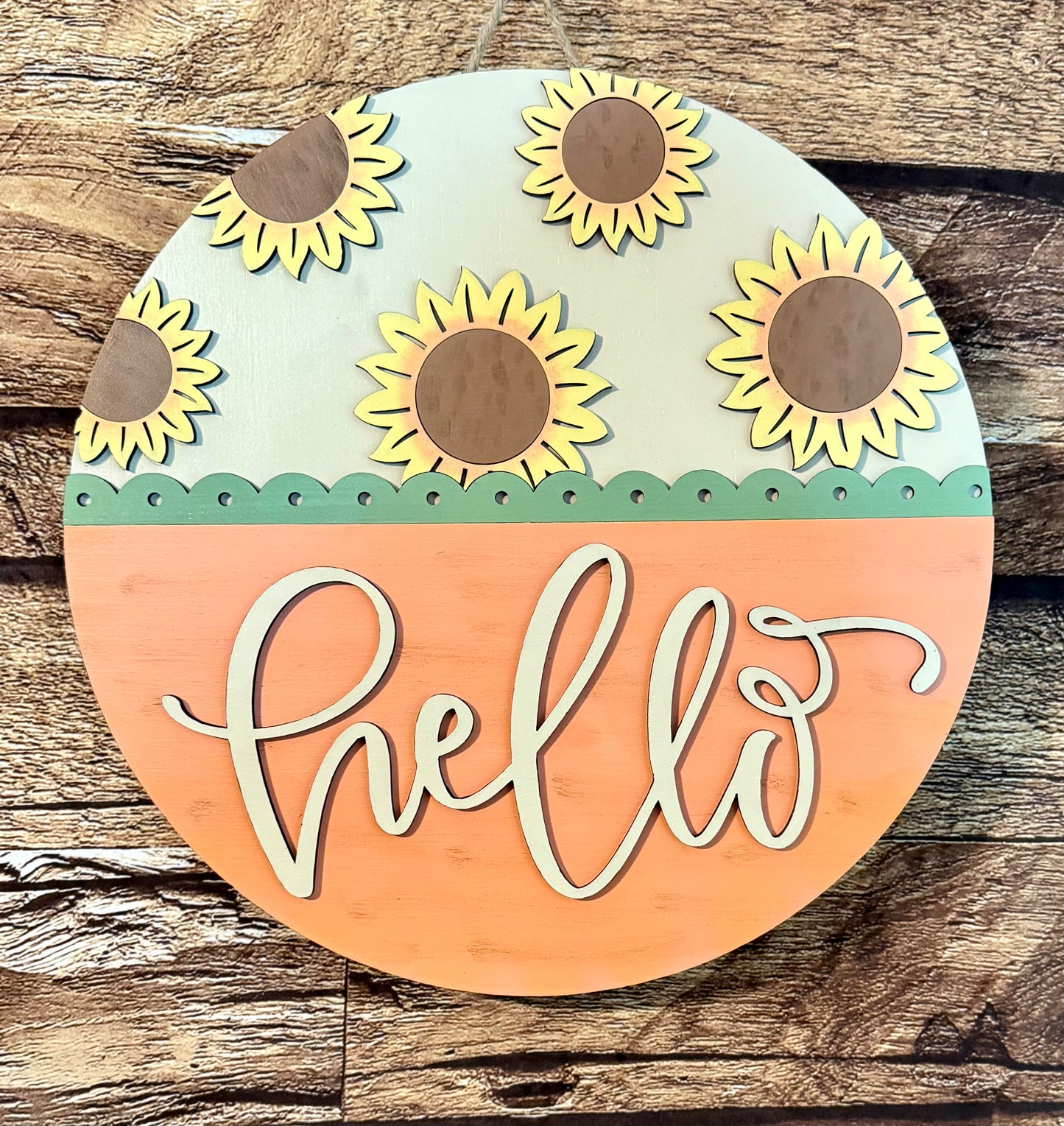 Sunflower Hello Summer Fall Door Hanger