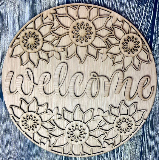 Sunflower Trio Welcome Door Hanger Blank