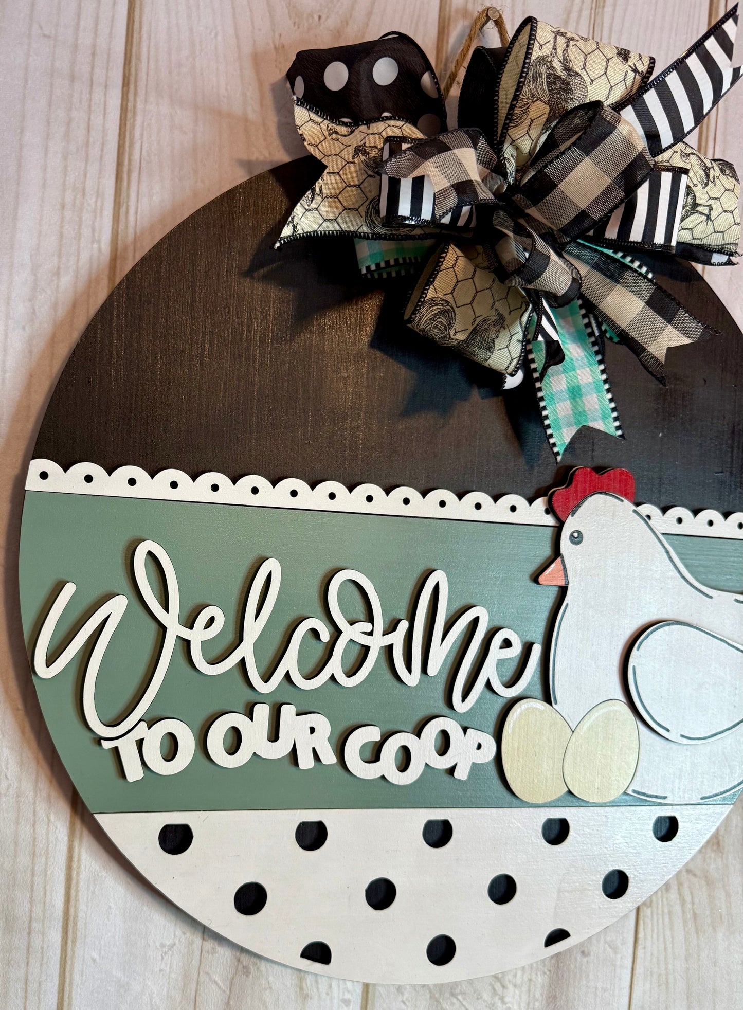 Welcome To Our Coop Chicken Door Hanger