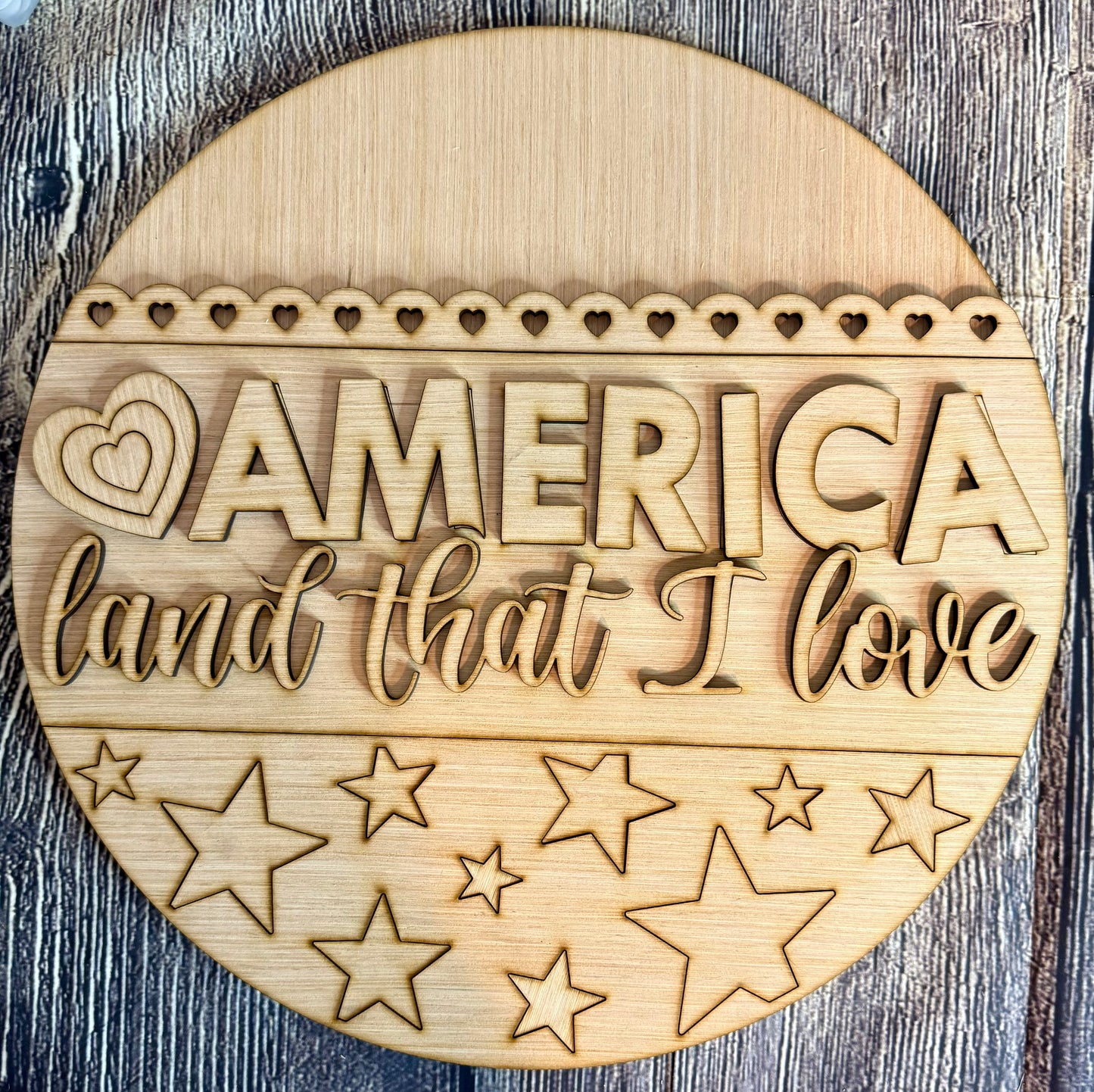 America Land That I Love Flag Patriotic Wood Door Hanger Blank