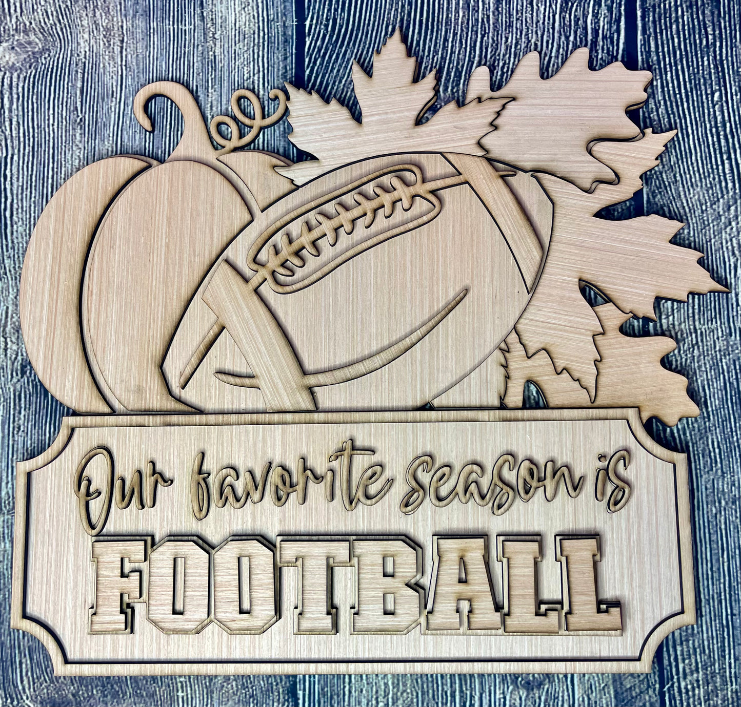 Our Favorite Season Football Fall Blank Door Hanger