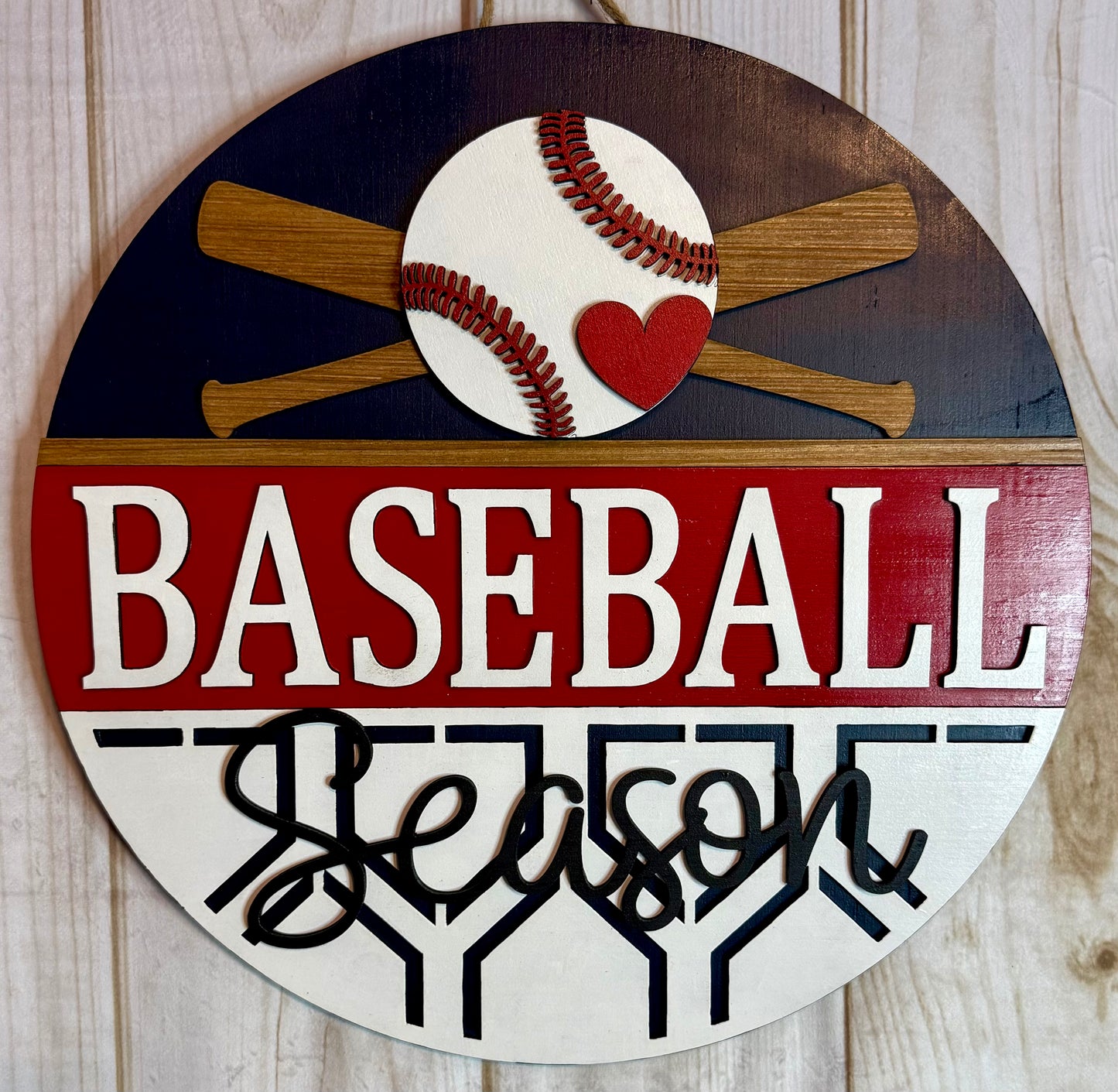 Baseball Love Season Sports Wood Door Hanger