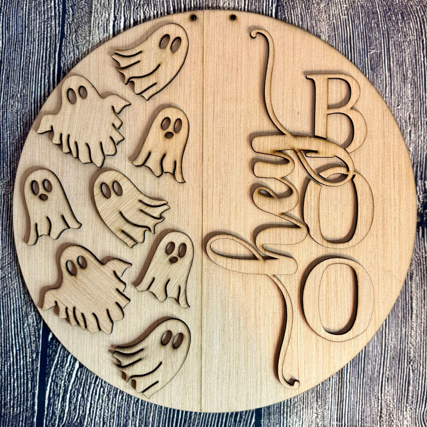 Boo Ghosts Halloween Wood Door Hanger Blank