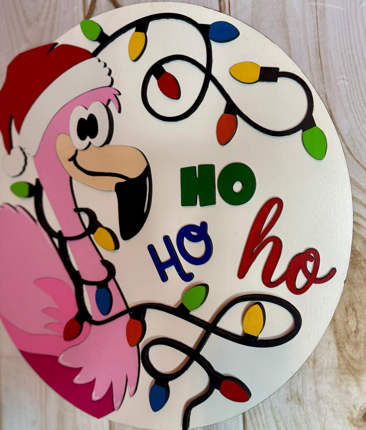 Flamingo Ho Ho Ho Christmas Door Hanger