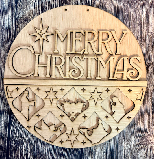 Elegant Nativity Christmas Door Hanger Blank