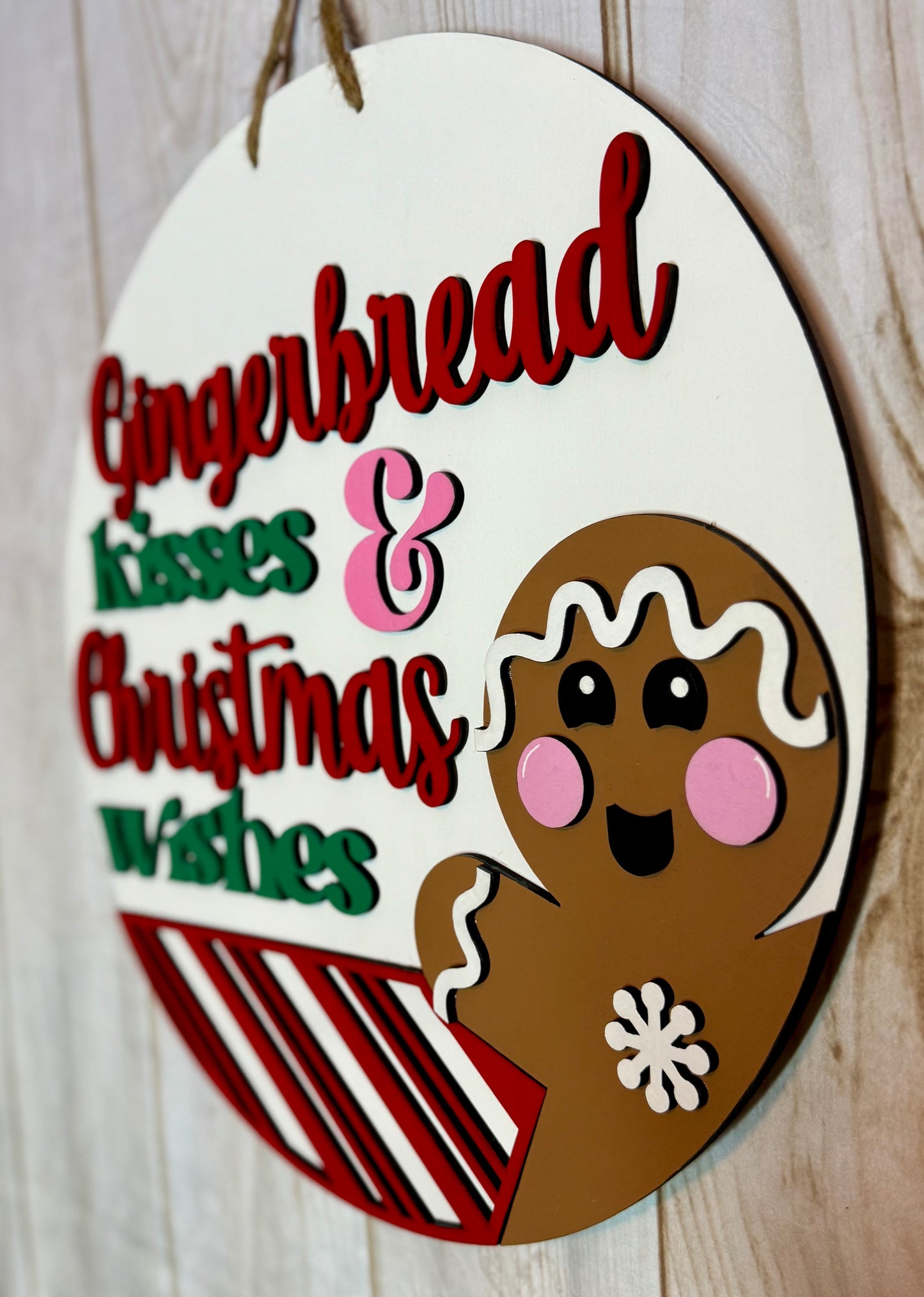 Gingerbread Kisses Wood Door Hanger