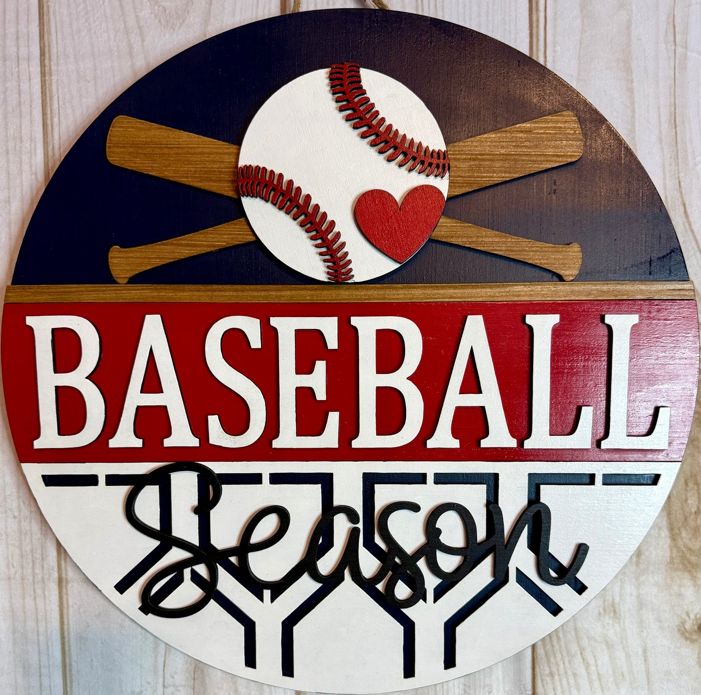 Baseball Love Season Sports Wood Door Hanger