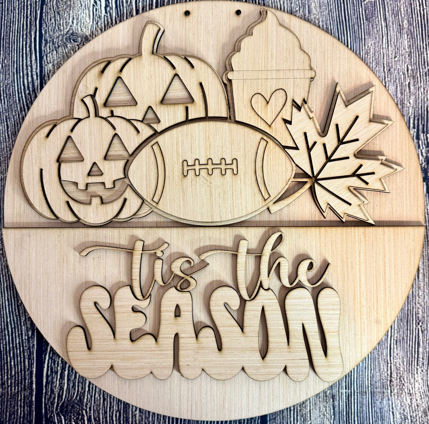Fall Tis the Season Wood Door Hanger Blank
