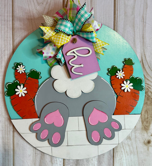 Bunny Butt Hi Welcome Easter Wood Door Hanger