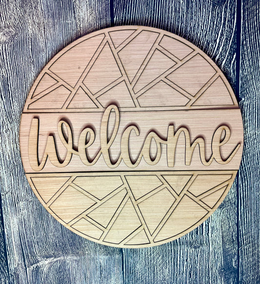 Geometric Welcome Wood Door Hanger Blank