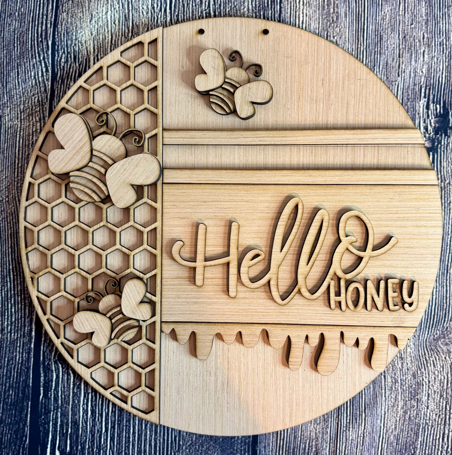 Hello Honey Wood Door Hanger Blank