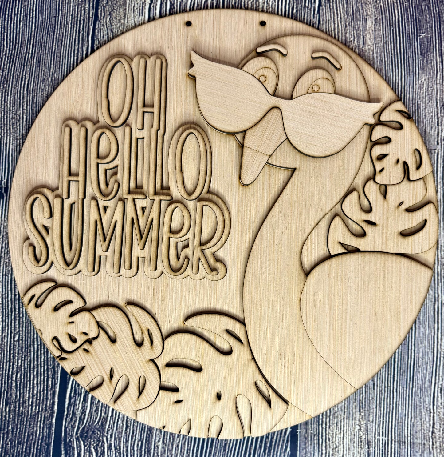 Oh Hello Flamingo Door Hanger Blank