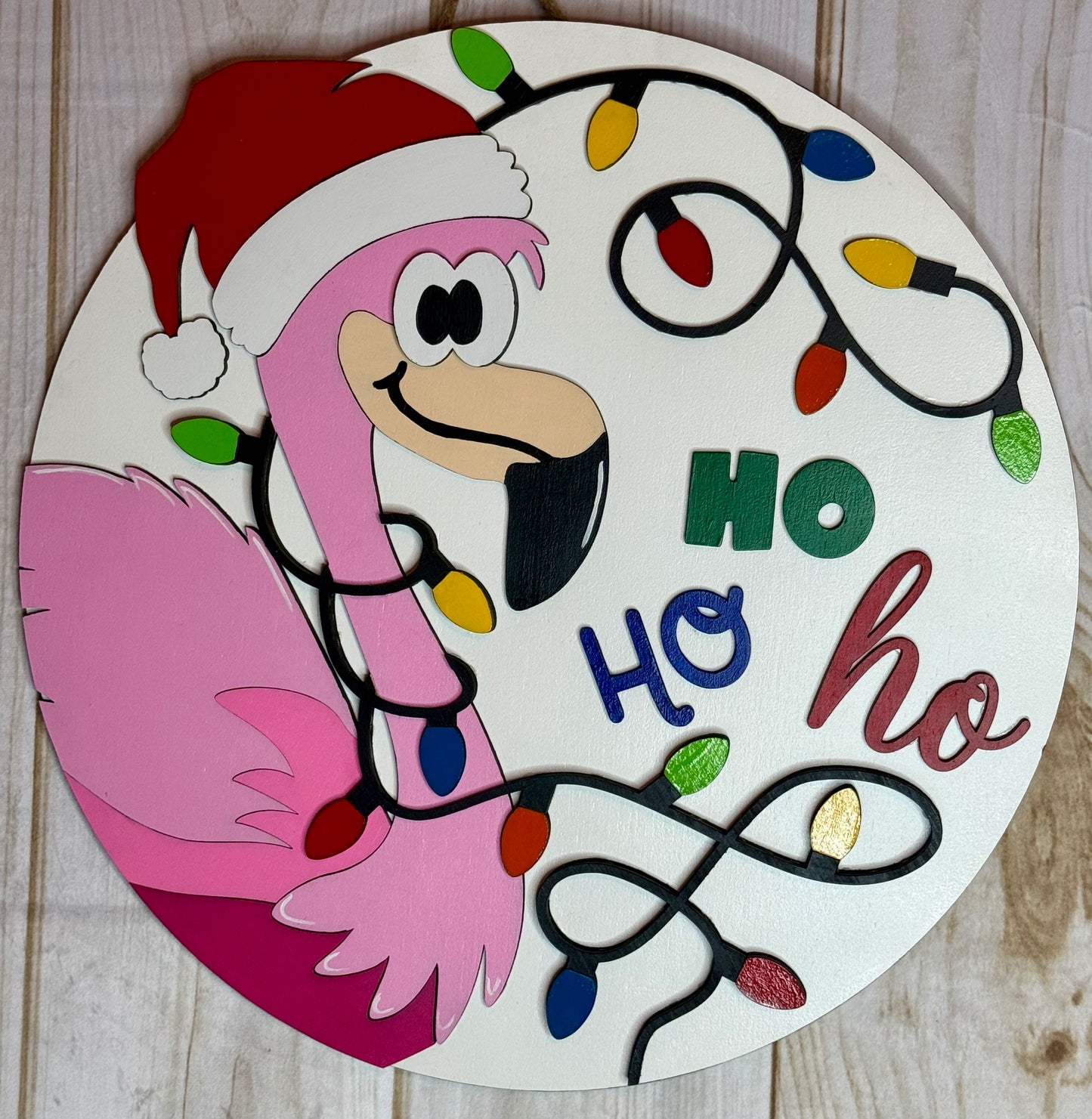 Flamingo Ho Ho Ho Christmas Door Hanger