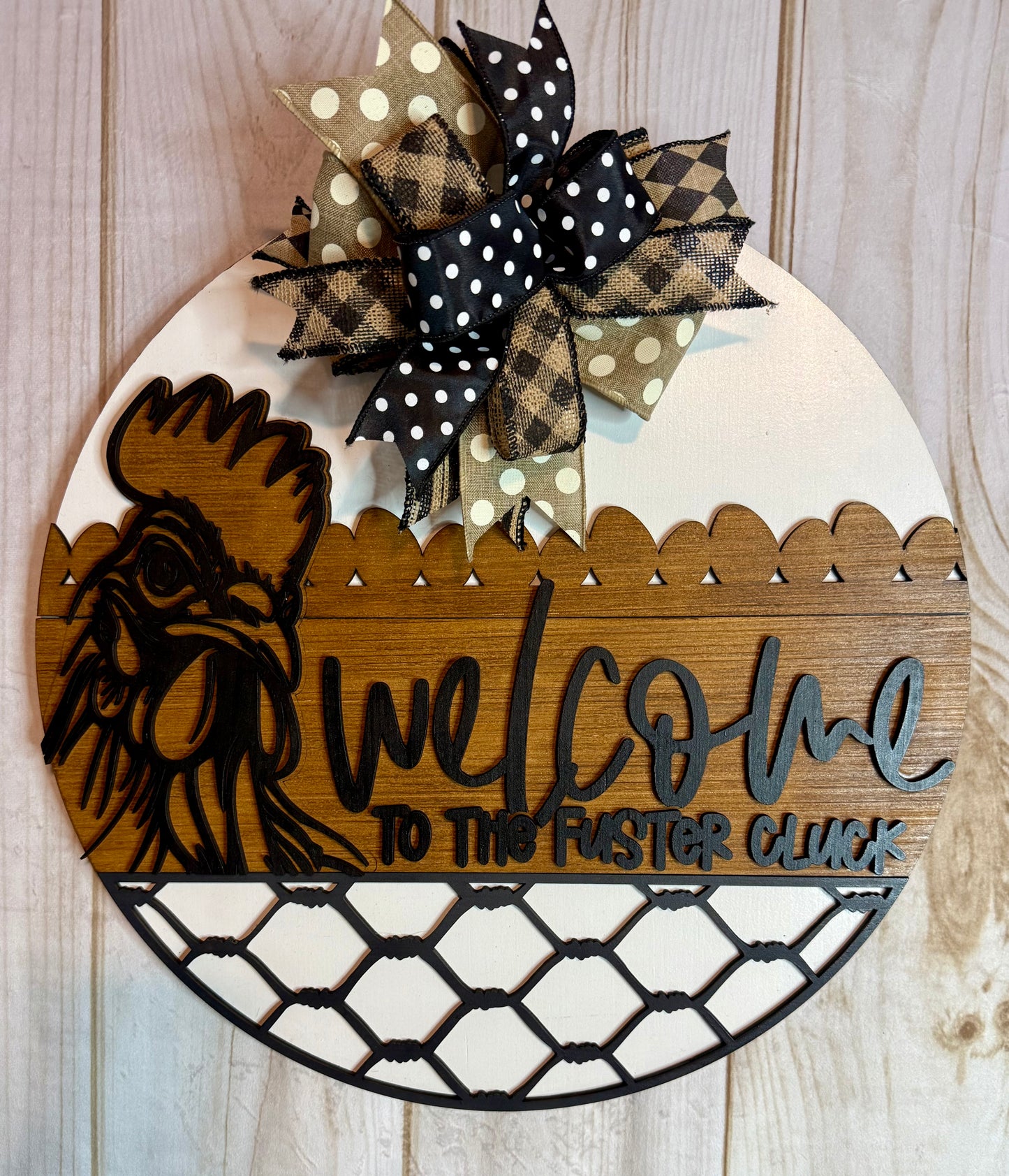 Welcome to the Fluster Cluck Chicken Door Hanger