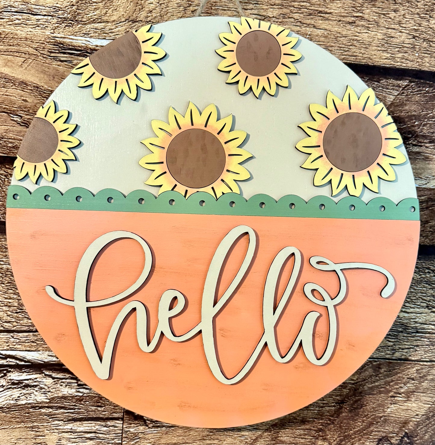 Sunflower Hello Summer Fall Door Hanger