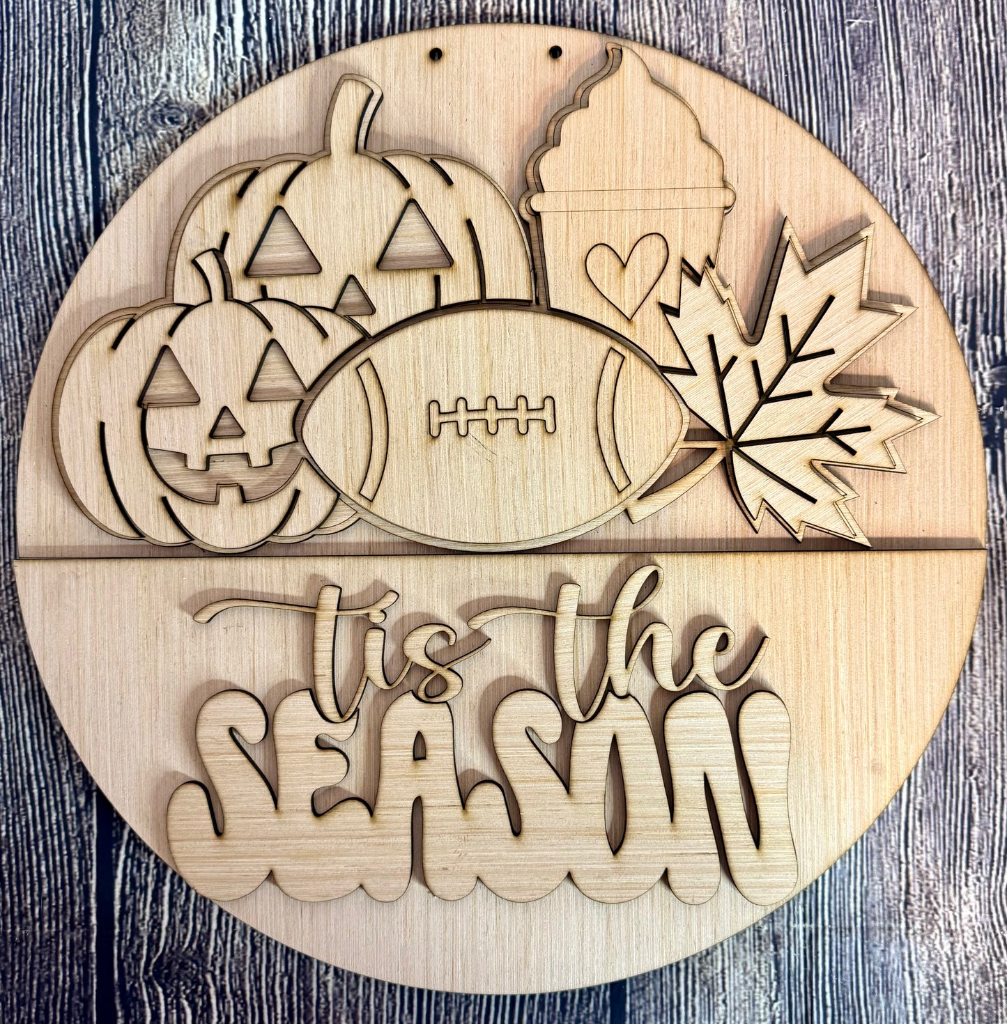 Fall Tis the Season Wood Door Hanger Blank
