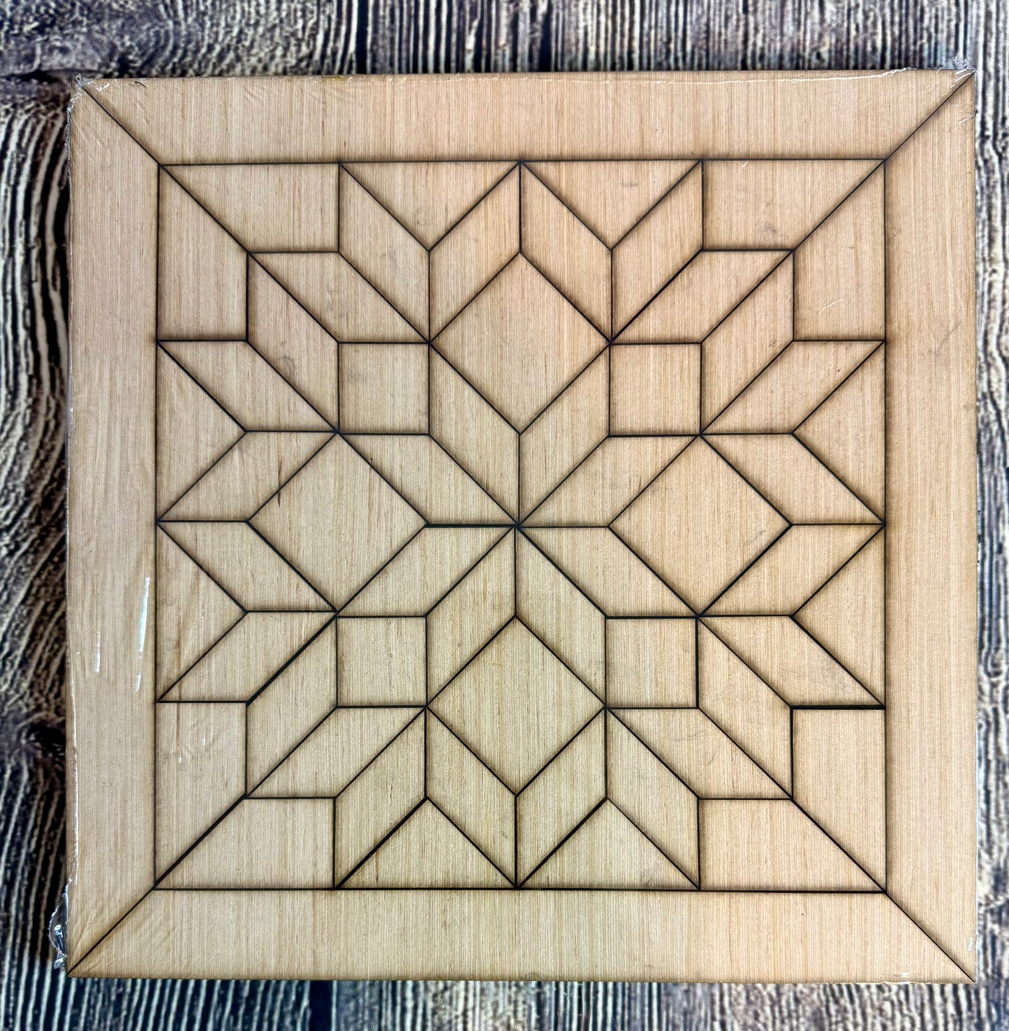 Carpenters Wheel Wood Barn Quilt Block Unfinished