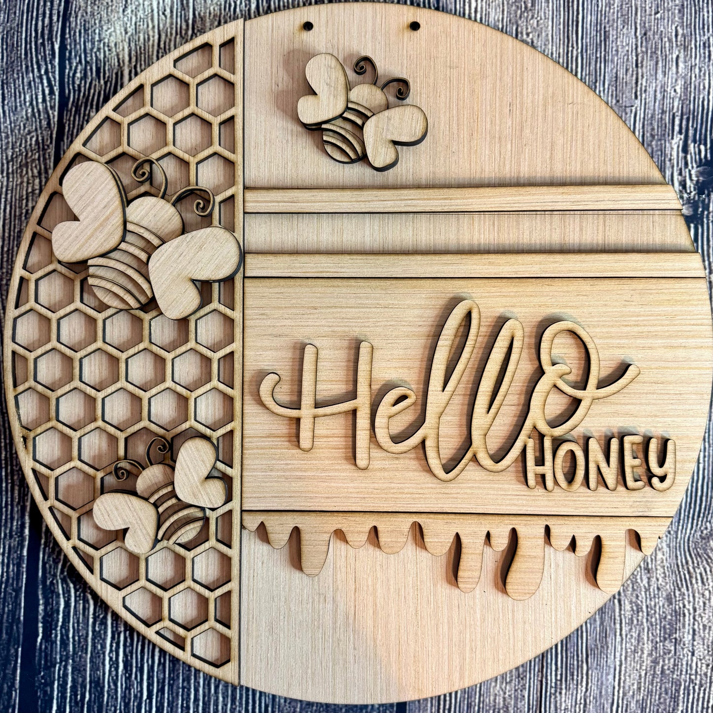 Hello Honey Wood Door Hanger Blank