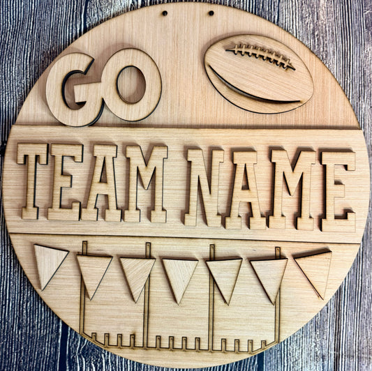 Go Football Team Fall Wood Door Hanger Blank