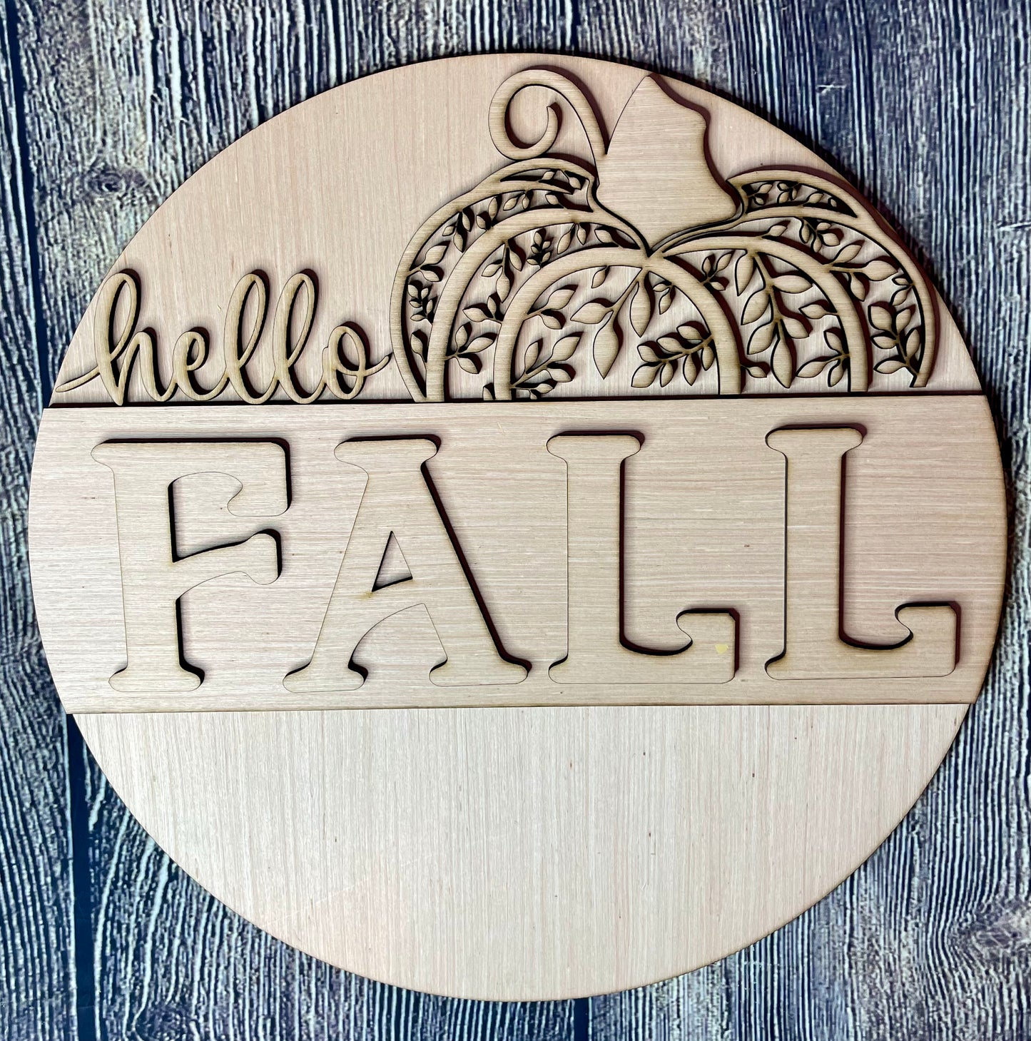 Pumpkin Hello Fall Wood Door Hanger Blank