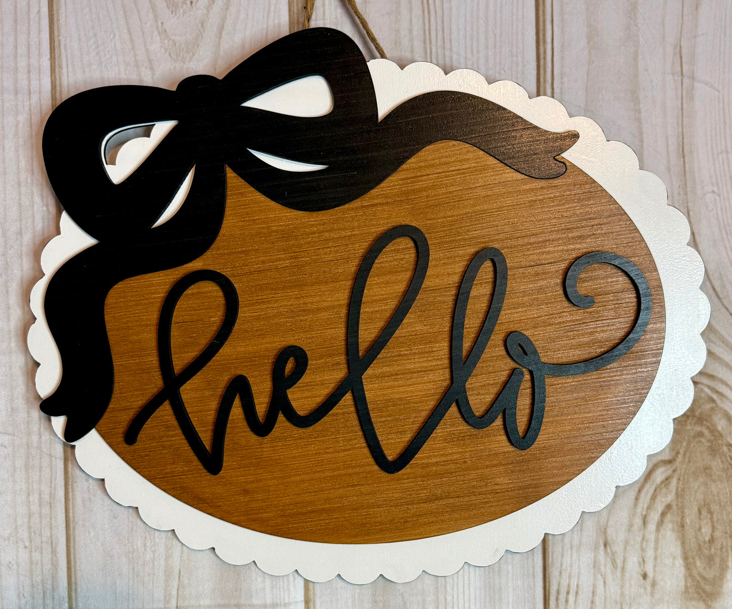 Hello Ribbon Bow Year Round Door Hanger