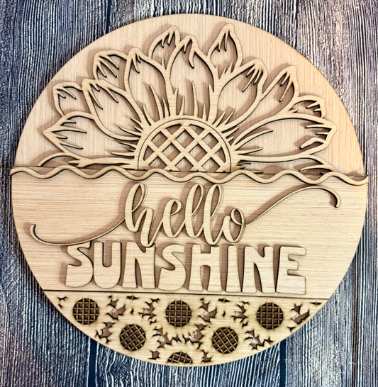 Hello Sunshine Fall Sunflower Door Hanger Blank