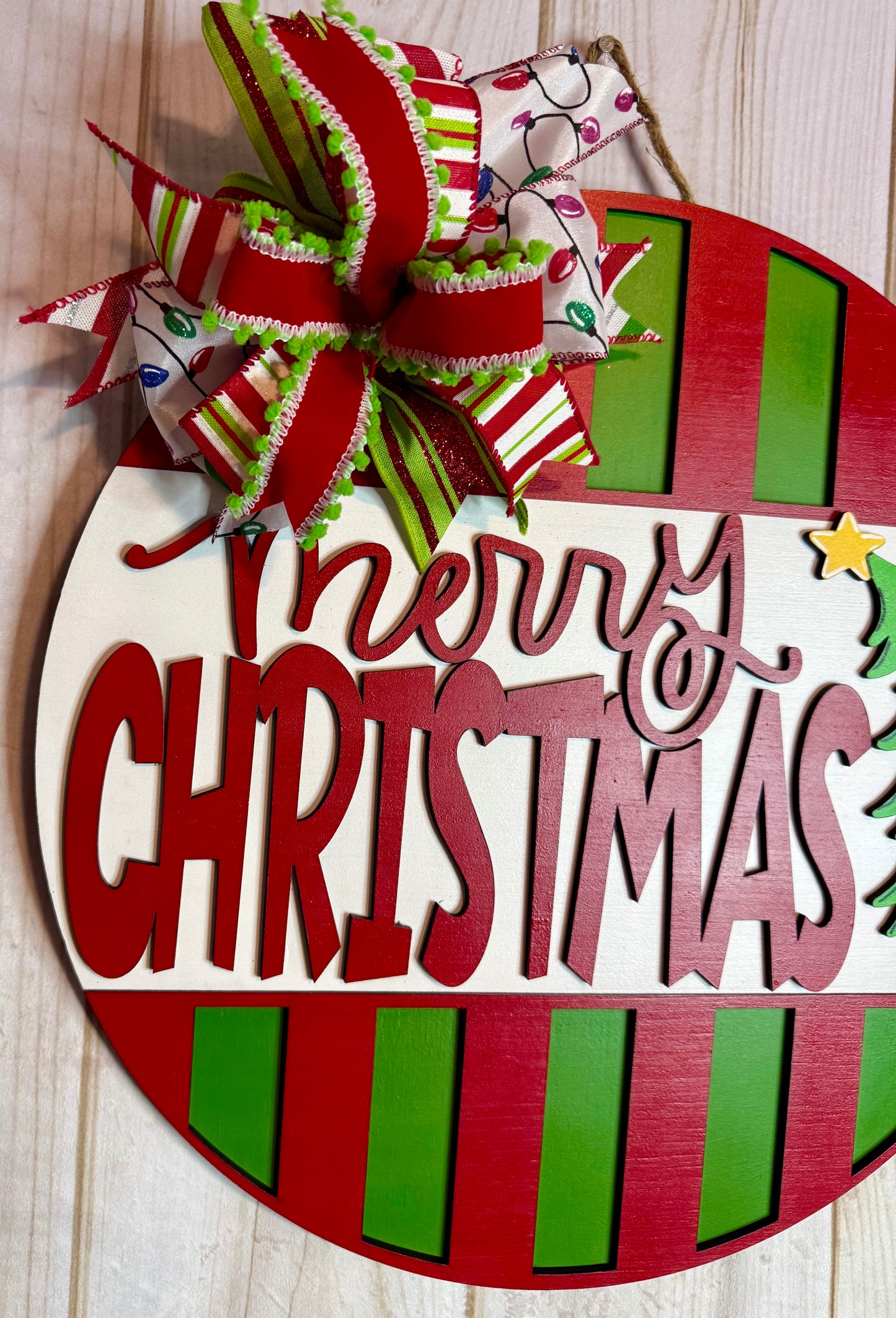 Merry Christmas Leaning Tree Door Hanger