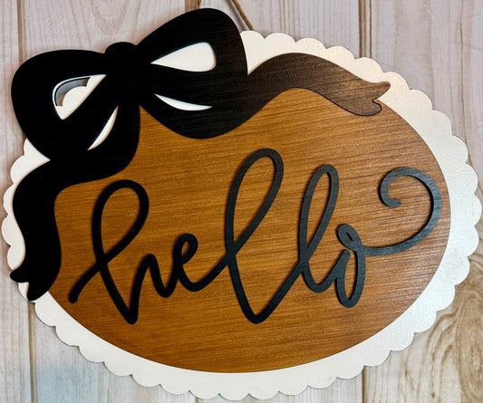 Hello Ribbon Bow Year Round Door Hanger