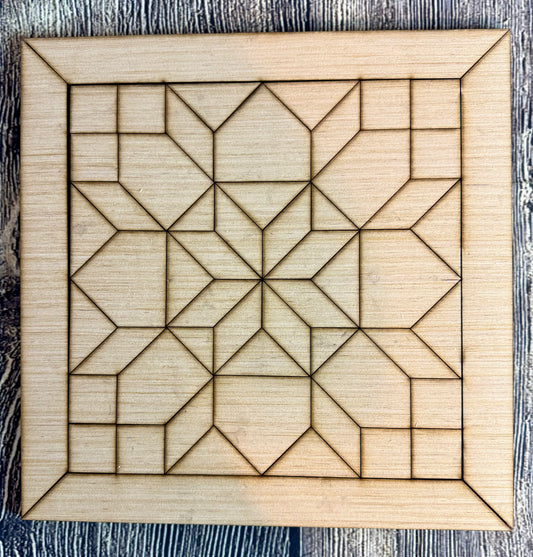 Grandmas Star Wood Barn Quilt Block Unfinished