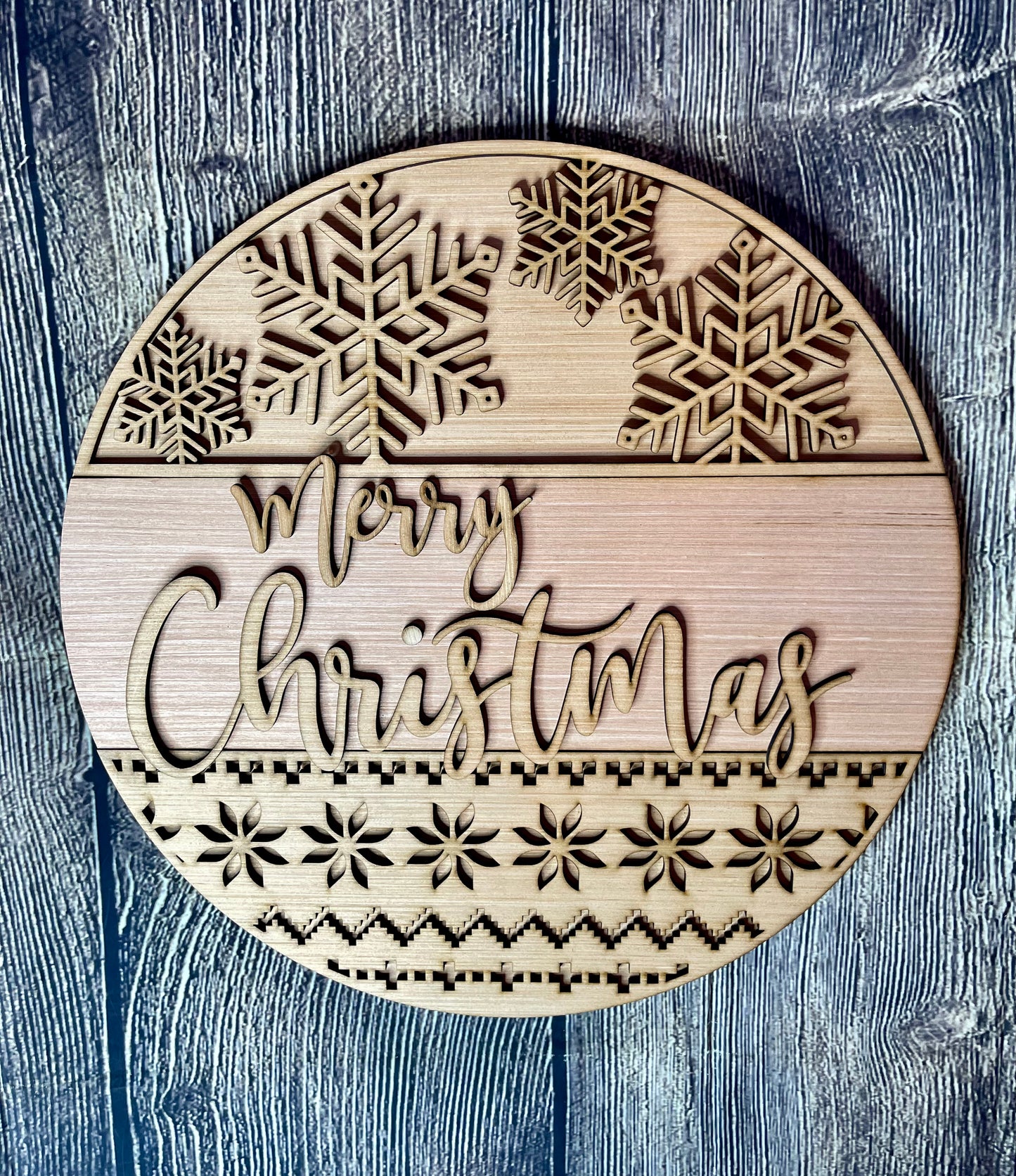 Merry Christmas Snowflake Wood Door Hanger Blank