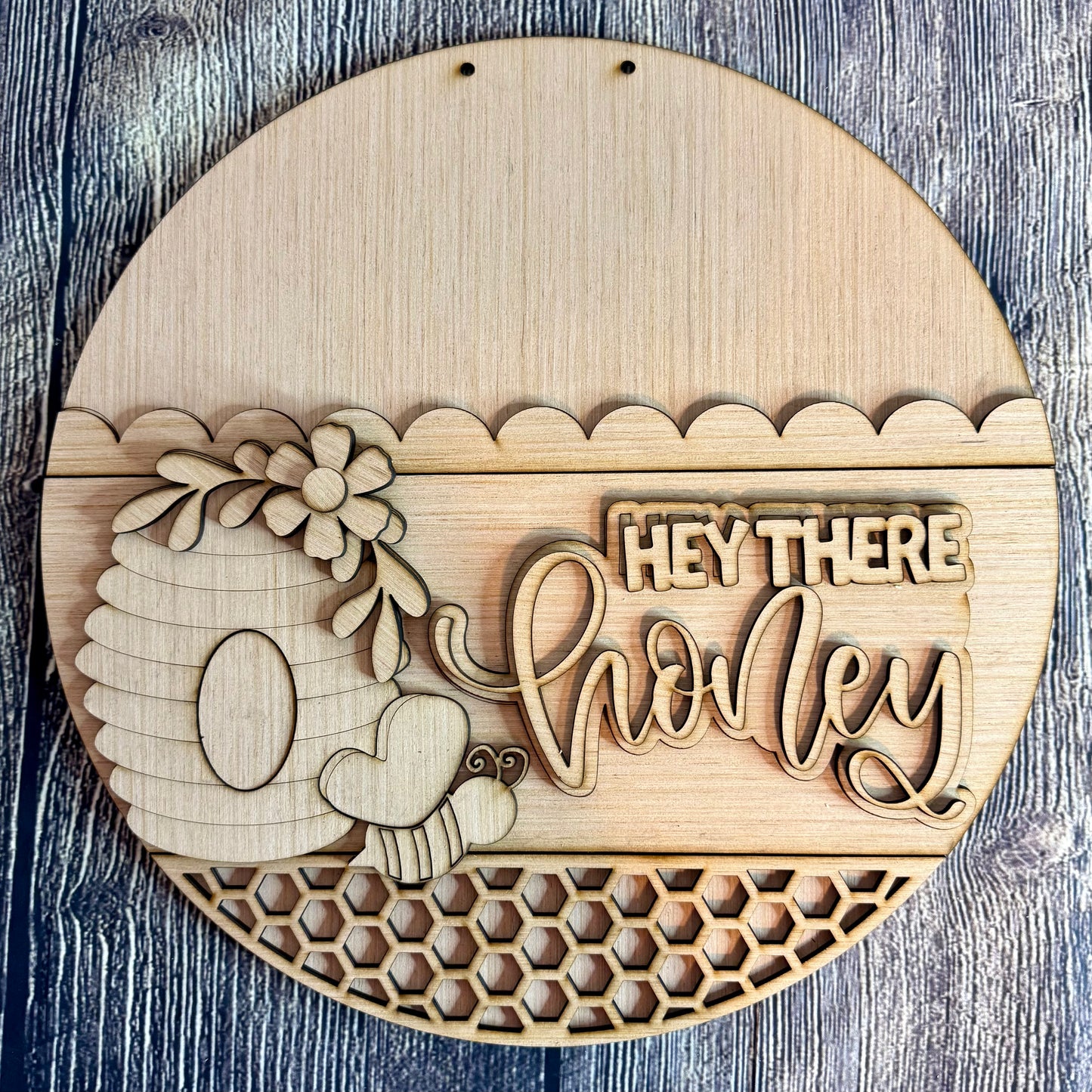 Hey There Honey Bee Spring Wood Door Hanger Blank
