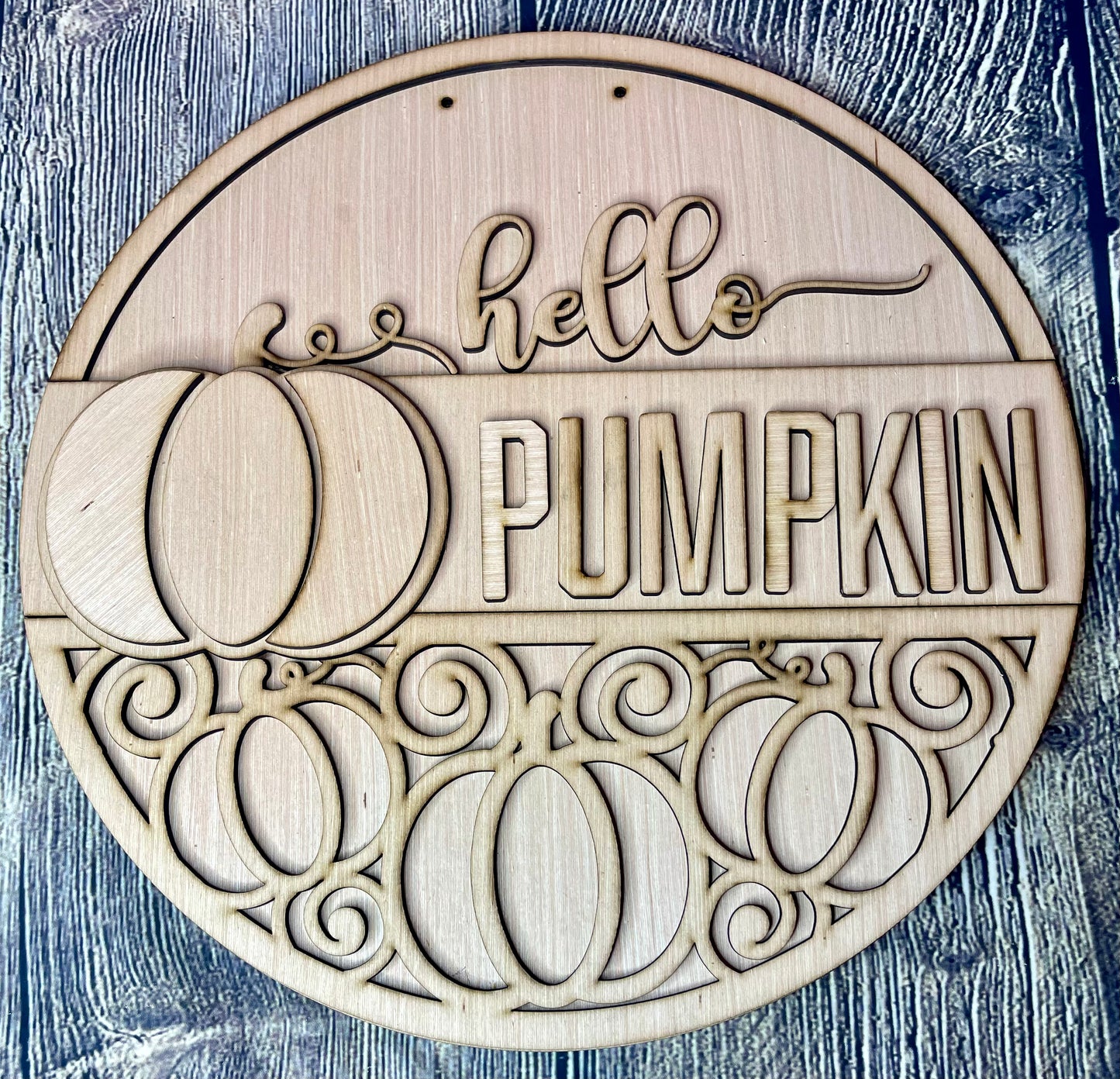 Hello Pumpkin Wood Door Hanger Blank