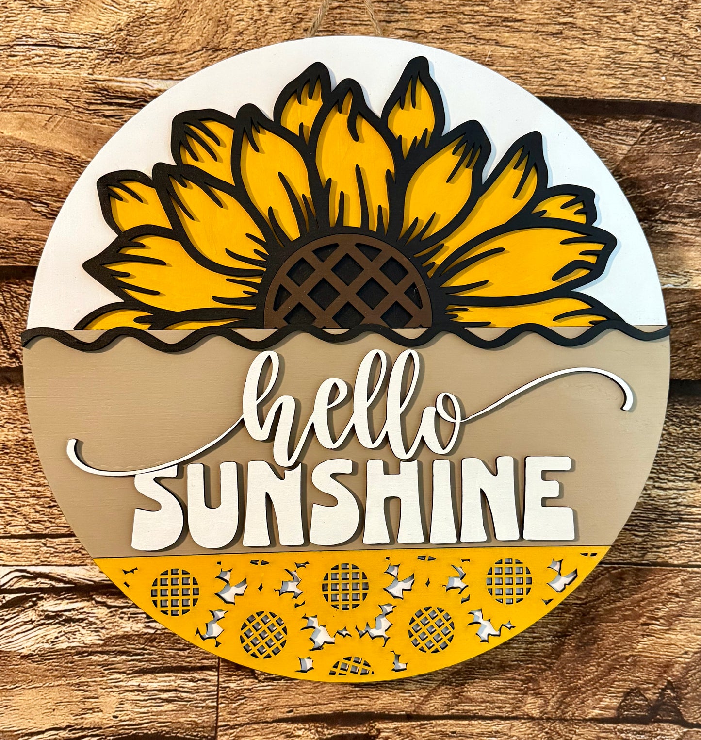 Hello Sunshine Fall Sunflower Wood Door Hanger