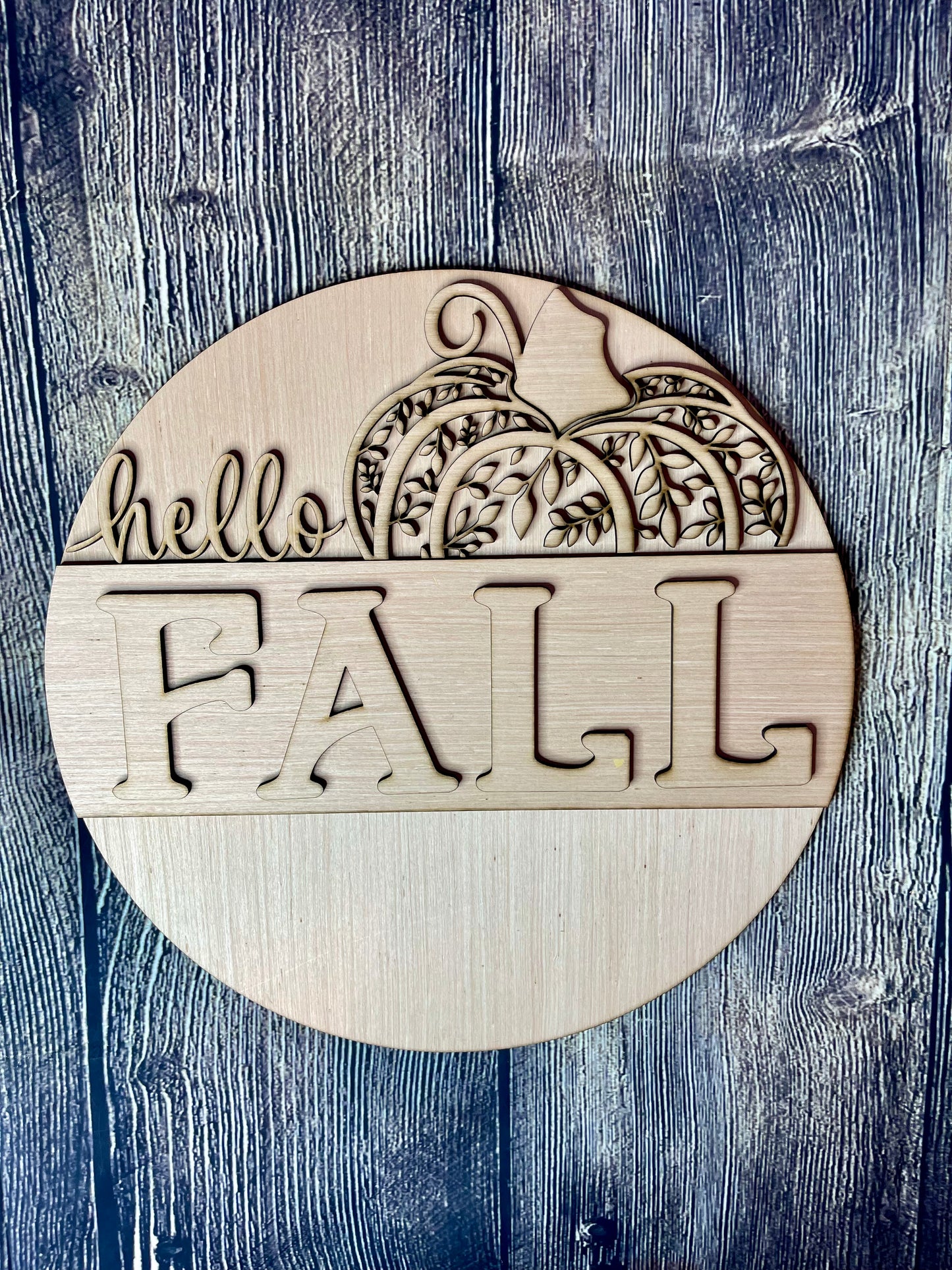 Pumpkin Hello Fall Wood Door Hanger Blank