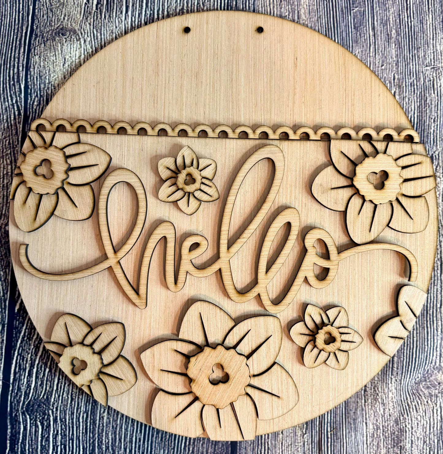 Daffodil Hello Spring Door Hanger Blank