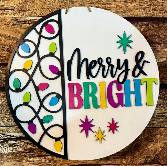 Merry and Bright Christmas Door Hanger